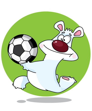 illustration of a funny polar bear and ballのイラスト素材