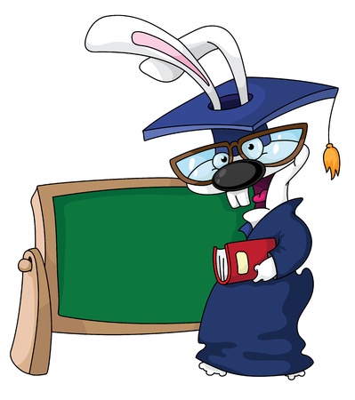 illustration of rabbit student at the school boardのイラスト素材