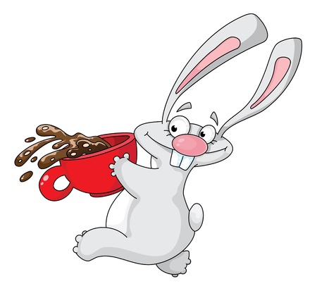 illustration of a rabbit and cupのイラスト素材