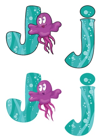 illustration of a letter J jellyfishのイラスト素材