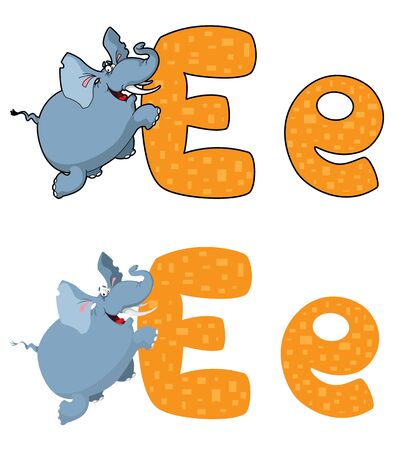 illustration of a letter E elephantのイラスト素材
