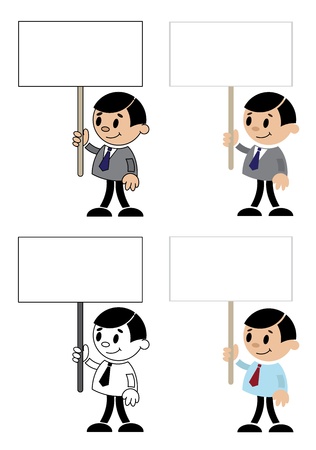 illustration of a office men with blank signのイラスト素材