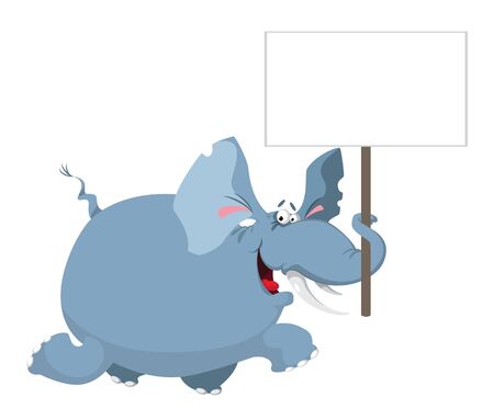 illustration of a elephant with a signのイラスト素材