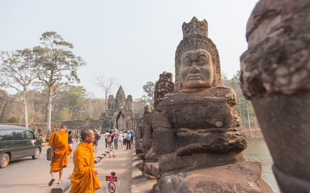 Siem Reap, Cambodia - July 22 2016: Visitors at Angkor Thom. a famous Historical site  in Angkor, Siem Reap, Cambodia.のeditorial素材