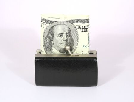 black little purse with money