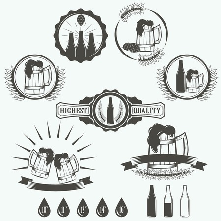 Vintage beer brewery emblems, labels and design elementsのイラスト素材