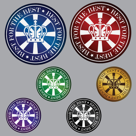 Vector Colorful Circle Metallic Style Best of The Best Icon, Sticker or Labelのイラスト素材