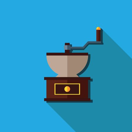 Flat coffee grinder, Vector isolated long shadowのイラスト素材