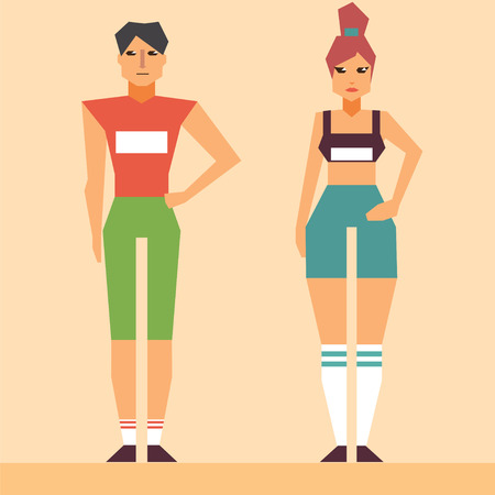 sport character male and female - vector illustrationのイラスト素材