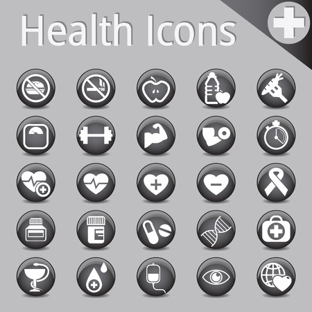 Web Site and Internet Icons Black medicine fitness healthのイラスト素材