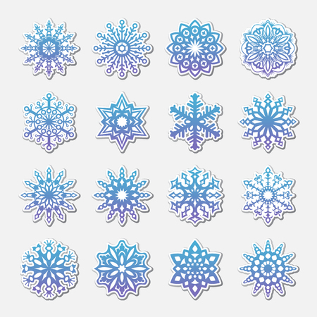Separate Snowflakes Doodles Vectorのイラスト素材