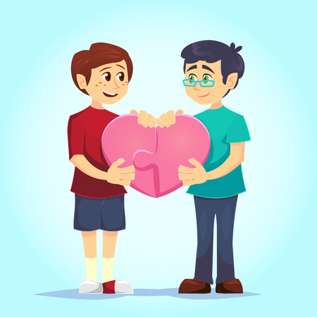 Happy gay cute homosexual spousesのイラスト素材