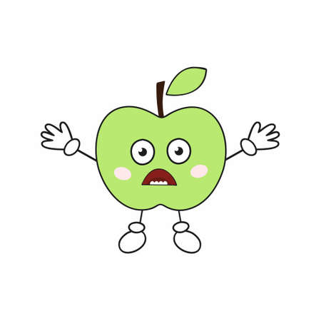 Funny pear of experiencing fear. Funny fruit emoticons.のイラスト素材