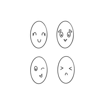 Large set with fun broccoli. Funny broccoli cabbage with different emotions. Children's character in Doodle style.のイラスト素材