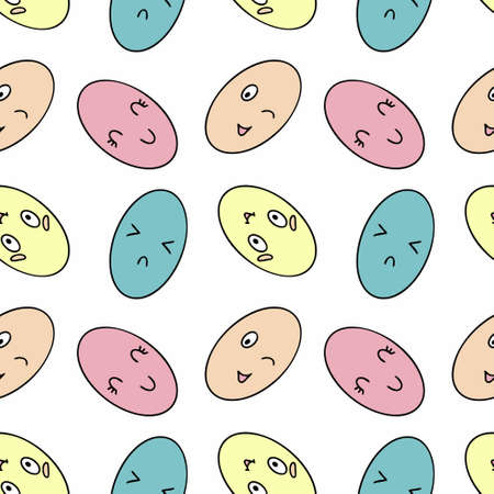 Large set with fun broccoli. Funny broccoli cabbage with different emotions. Children's character in Doodle style.のイラスト素材