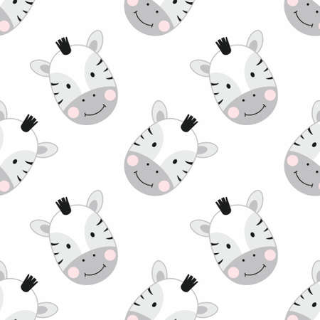 Seamless pattern with cute zebras. Zebra wallpaper for printing on textiles and packaging paper.のイラスト素材
