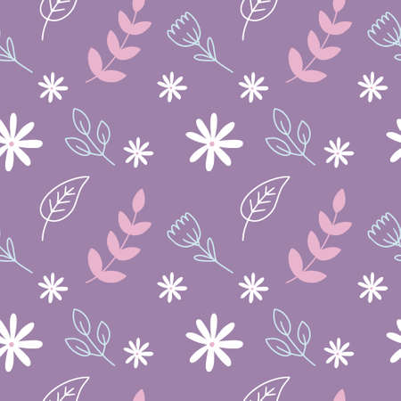 Seamless pattern with pattern of twigs and plants. Endless background for printing on fabric, textiles and packaging paper.のイラスト素材
