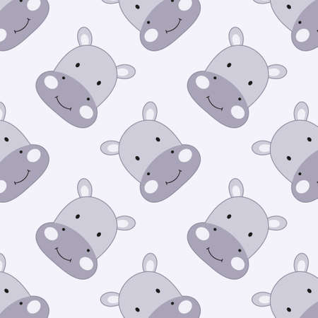Seamless background with hippo. Wallpaper for printing on fabric and sewing children clothing.のイラスト素材