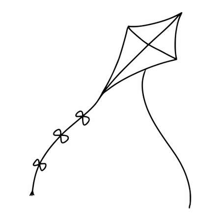 Doodle style kite. toys for children. Vector color book.のイラスト素材