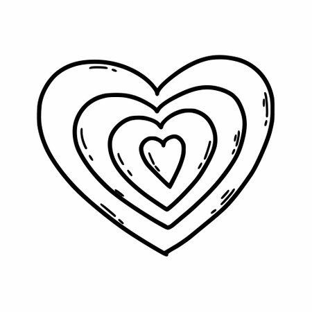 Sweet heart isolated on white background. Vector doodle illustration. Postcard decor element. hand drawn sticker.のイラスト素材