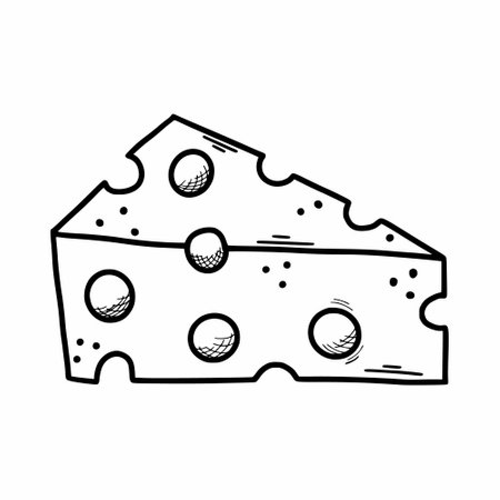 Cheese on white background. Vector doodle illustration. hand drawn sketch. Drawing for menus, banners, recipes.のイラスト素材