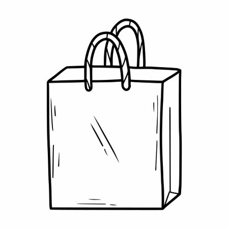 gift bag. Vector doodle illustration. Festive packaging. shopping.のイラスト素材