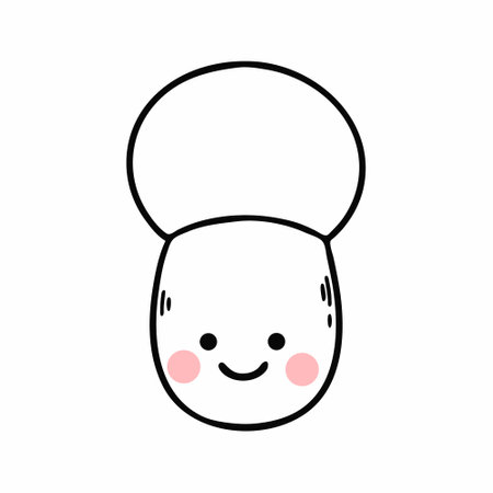 cute mushroom. Coloring book for kids. Vector doodle illustration. Postcard decor element.のイラスト素材