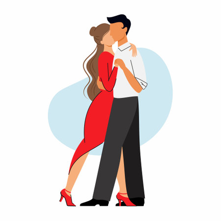 International Tango Day. Man and woman dance together.のイラスト素材