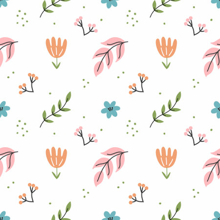 Seamless pattern with floral ornament. Printing on fabric and wrapping paper. Background for textiles.のイラスト素材