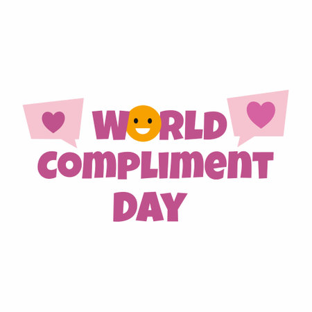 World Compliment Day. March 1. Holiday banner.Postcard decor element. beautiful text.のイラスト素材