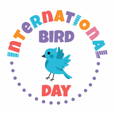 World Bird Day. Bright logo for banner. international holidays. Taking care of nature.のイラスト素材