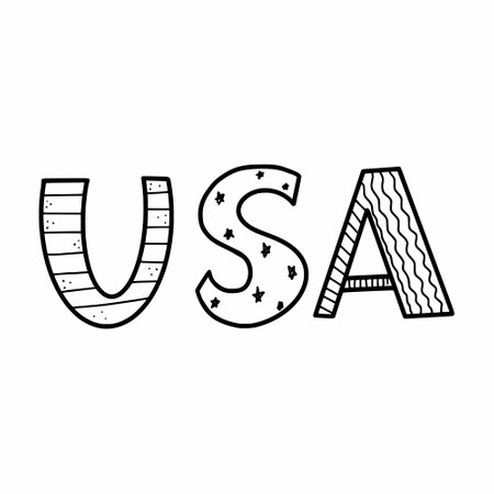 USA. handwritten inscription. sketch. Vector doodle illustration. lettering.のイラスト素材