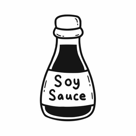 bottle of soy sauce. Seasoning for dish. Vector doodle illustration. food products.のイラスト素材