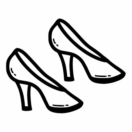Women's shoes. Vector doodle illustration. sketch. footwear.のイラスト素材