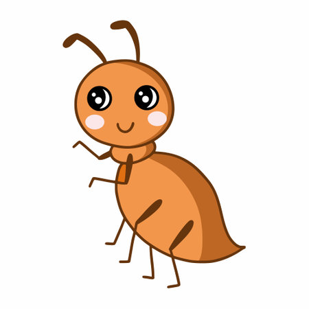 Cute ant. Vector doodle illustration for kids. insects. hand drawn sticker.のイラスト素材