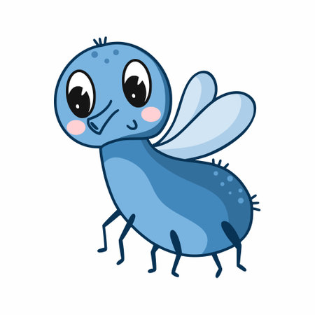 Funny fly. Drawing for children. cartoon character. insect. Vector doodle illustration. sticker.のイラスト素材