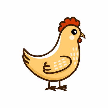 Rooster on white background. Poultry. Chicken. Vector doodle illustration. Animal on farm. sticker.のイラスト素材