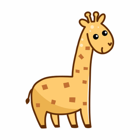 Giraffe on white background. Vector illustration of doodles for kids.のイラスト素材
