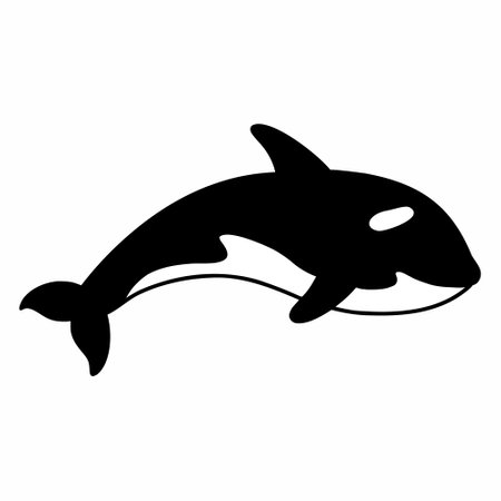 Killer whale on white background. Animals of Arctic and Antarctica. Vector doodle illustration for children. sticker.のイラスト素材