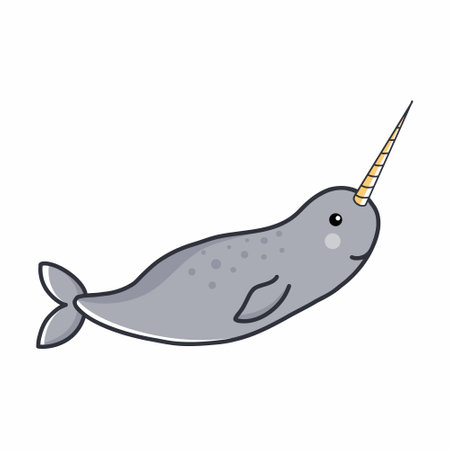 Narwhal on white background. Illustration for children in cartoon style.のイラスト素材