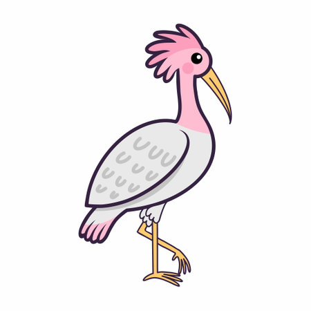 Ibis on white background. beautiful exotic bird. Zoo animals. Vector doodle illustration.のイラスト素材