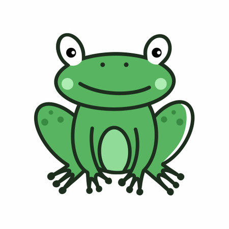 Cute frog on white background. illustration for children. animal sketch.のイラスト素材
