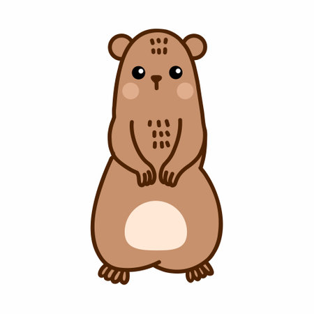 Groundhog on white background. Illustration for kid in cartoon style.のイラスト素材