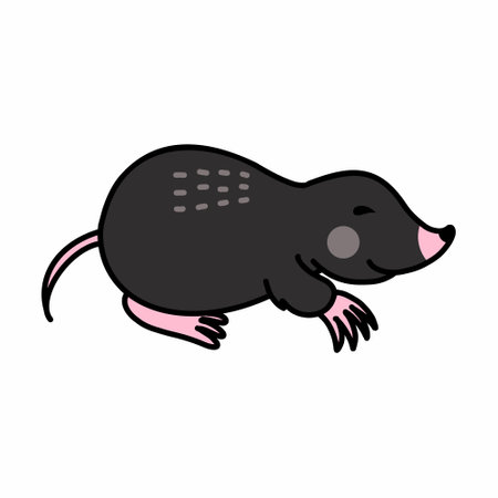 Cute mole on white background. Illustration with animals for children.のイラスト素材