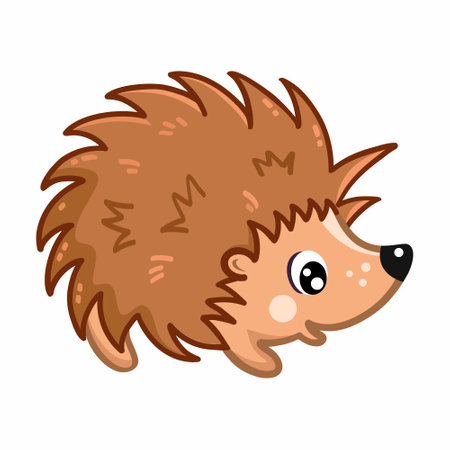 Funny hedgehog on white background. Cute cartoon style illustration for children.のイラスト素材