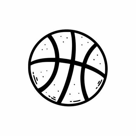 basketball ball. Vector doodle illustration. Black and white icon. Sketch.のイラスト素材