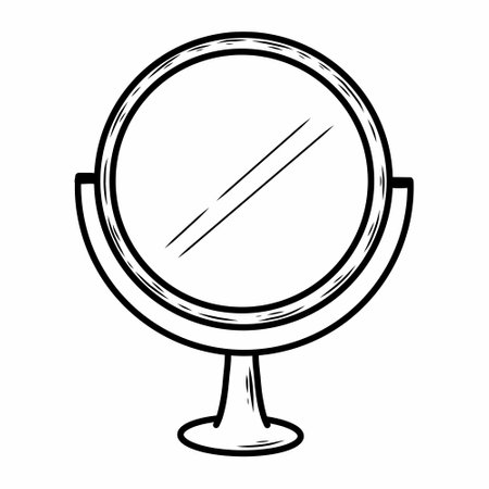 Doodle style table mirror. Vector hand drawn icon.のイラスト素材