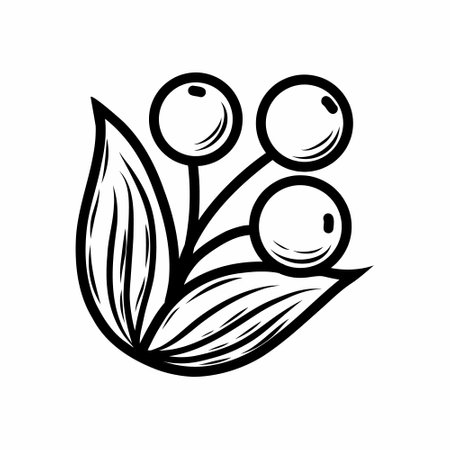 Berry on twig. Vector illustration in doodle style.のイラスト素材