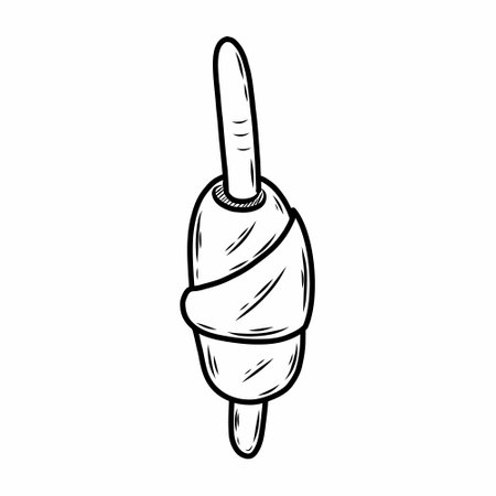 french hot dog. Vector doodle illustration. street food.のイラスト素材