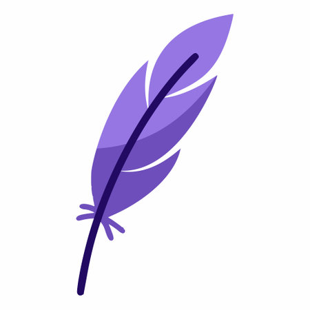 Purple feather on white background. Vector doodle illustration.のイラスト素材